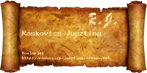 Raskovics Jusztina névjegykártya